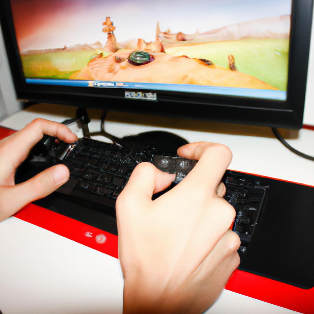 Person playing video game online