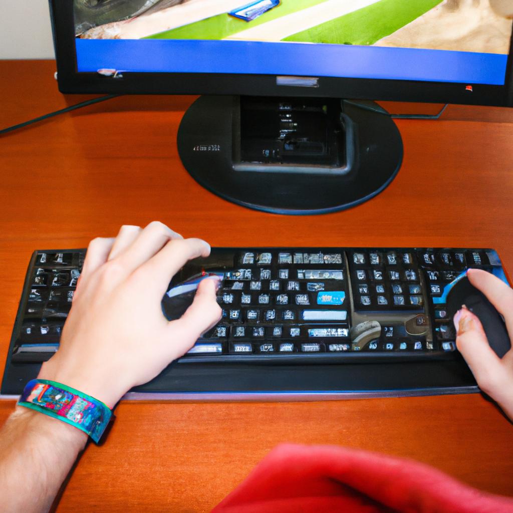 Person playing video games online