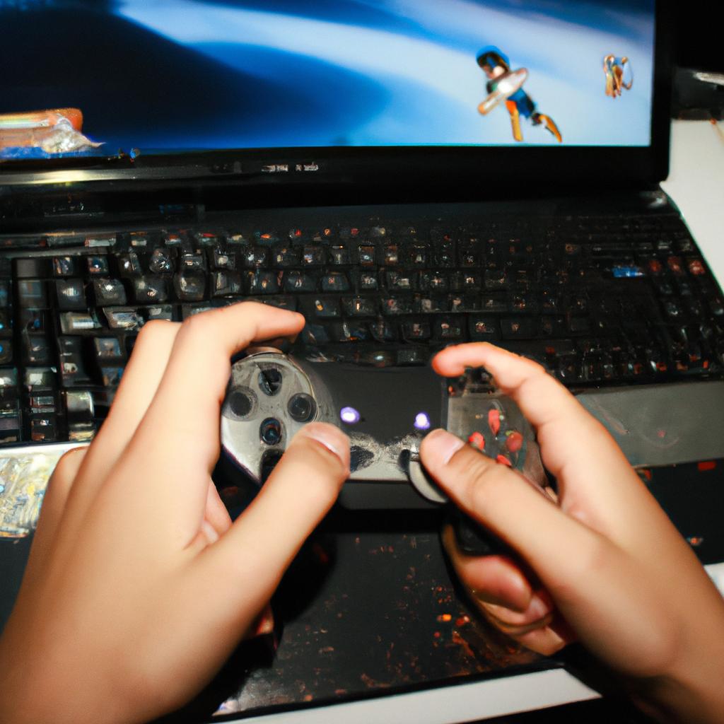 Person playing online video game